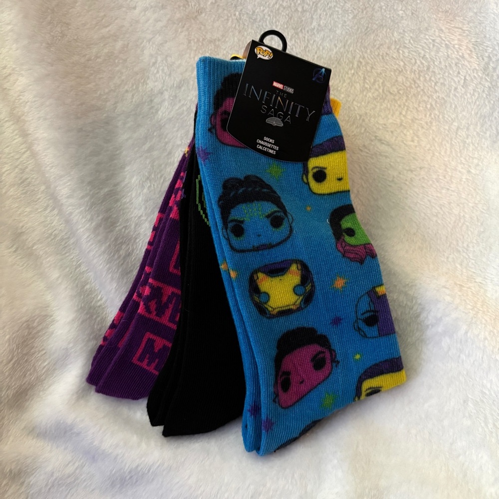 (3 Pairs) NEW Marvel Studios Pop! Infinity Saga Women's Crew Socks Neon Valkyrie